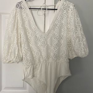White lace bodysuit